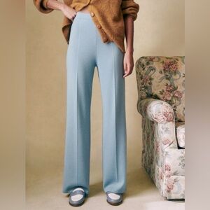 Sezane Matthew Trousers Frosted Blue XXS NWT 100% Merino Wool - Sold Out